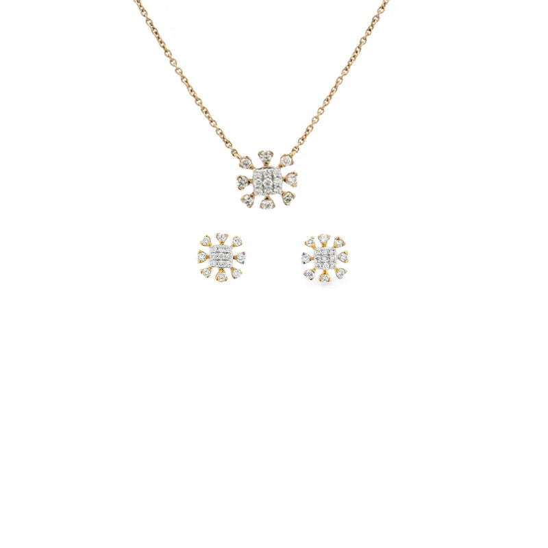 Floral Diamond Pendant Set