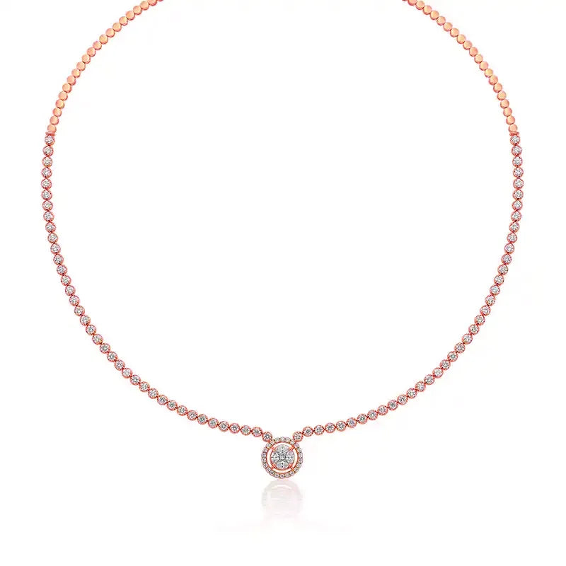 Showstopping, Classy Diamond Necklace & Earrings - 18K Rose Gold