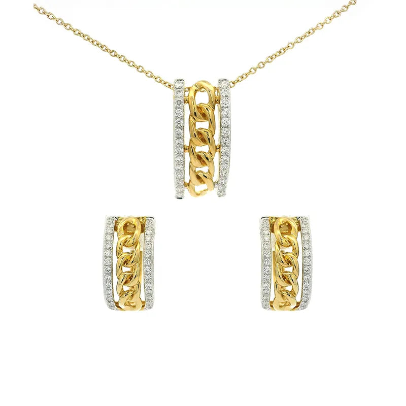 Elegant Gold and Diamond Pendant Set