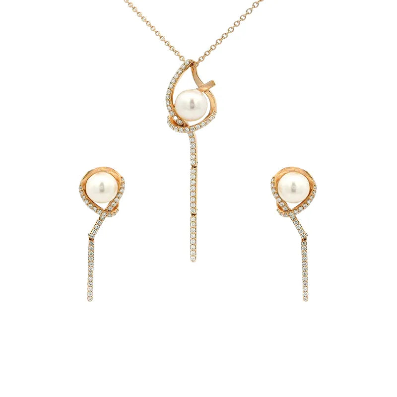 Elegant Pearl Pendant Necklace and Earrings