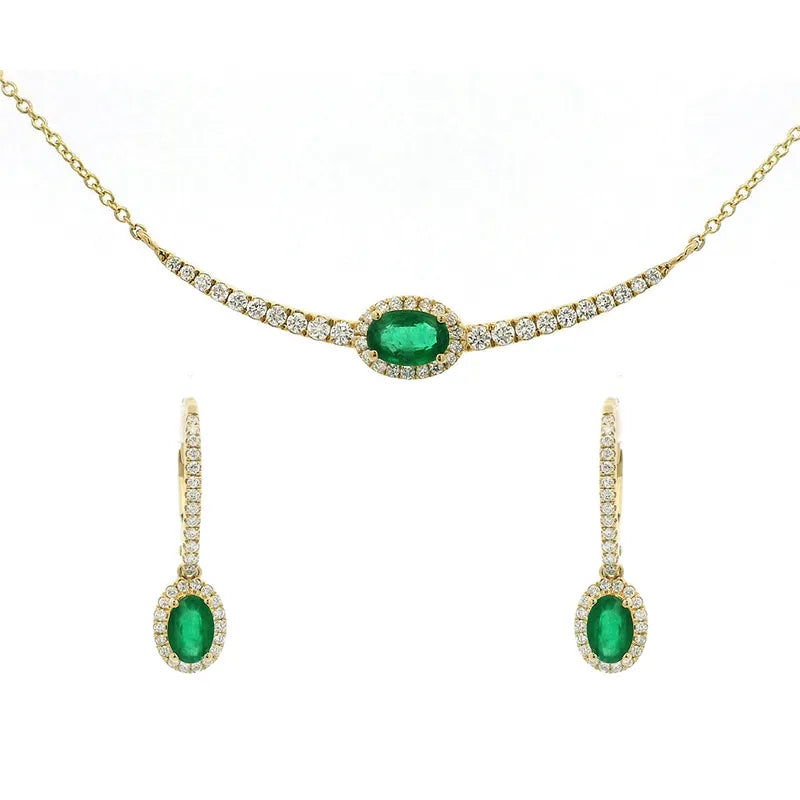 Emerald and Gold Diamond Necklace Set