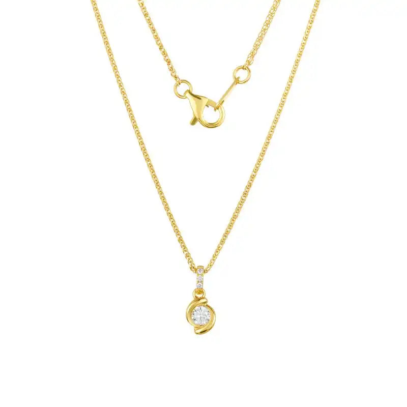 18K Yellow Gold Diamond Necklace with 4 Diamonds