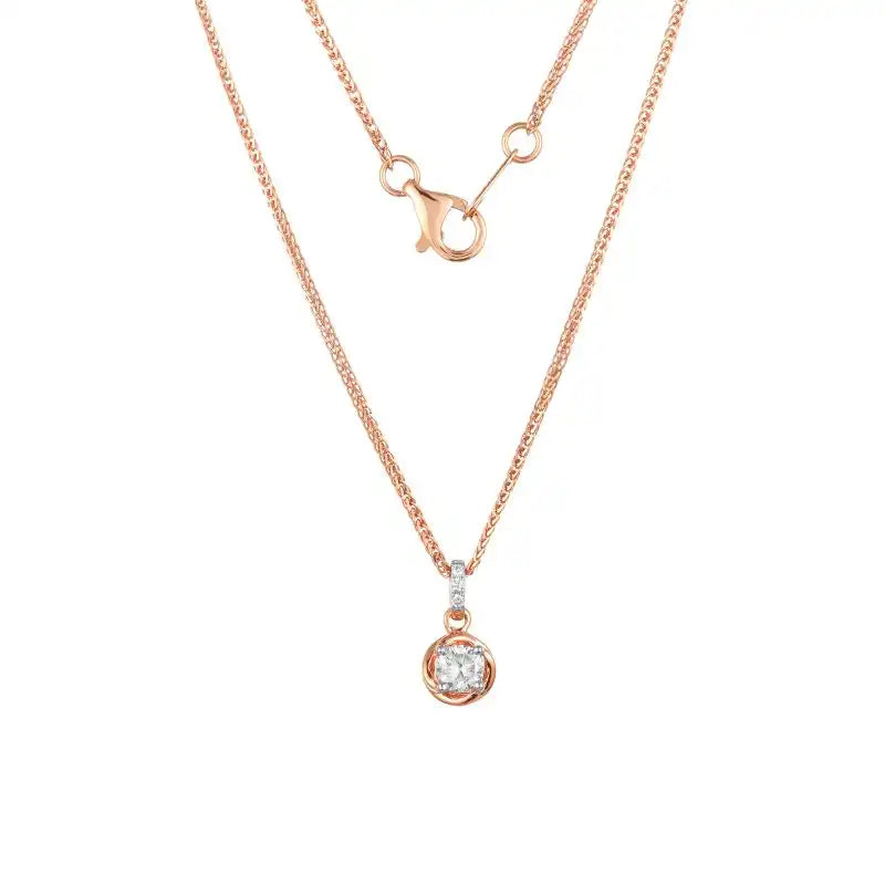 18K Rose Gold Diamond Necklace with 4 Diamonds