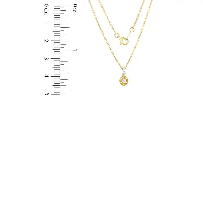 18K Yellow Gold Diamond Necklace with 4 Diamonds