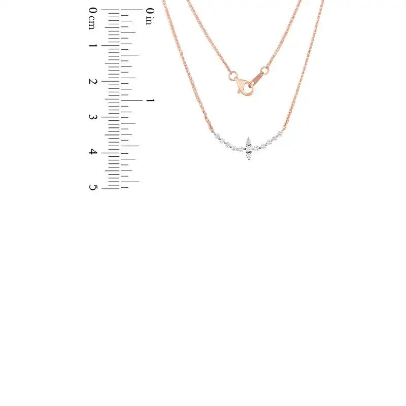 18K Rose Gold Diamond Necklace with 13 Diamonds