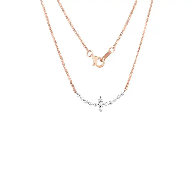 18K Rose Gold Diamond Necklace with 13 Diamonds