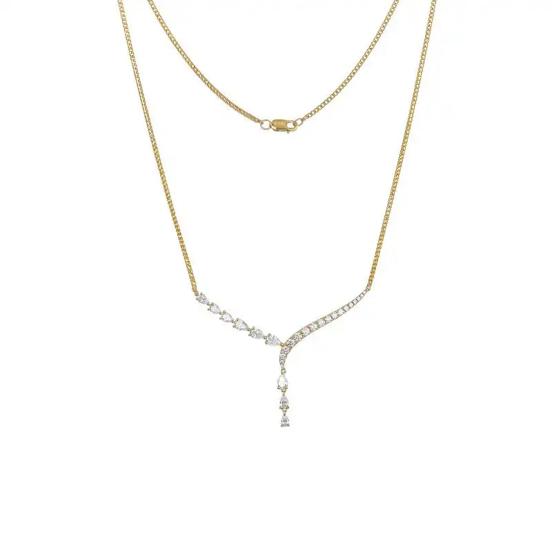 18K Yellow Gold Diamond Necklace with 18ROU