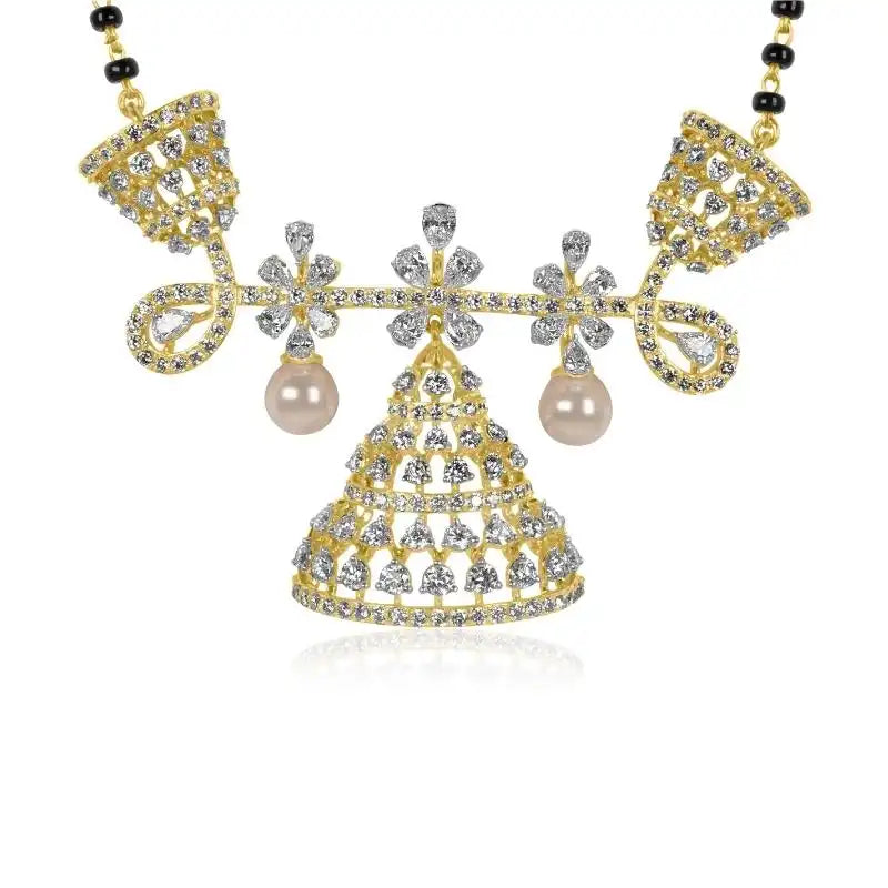 Elegant 18K Yellow Gold Diamond Mangalsutra Necklace for Timeless Appeal