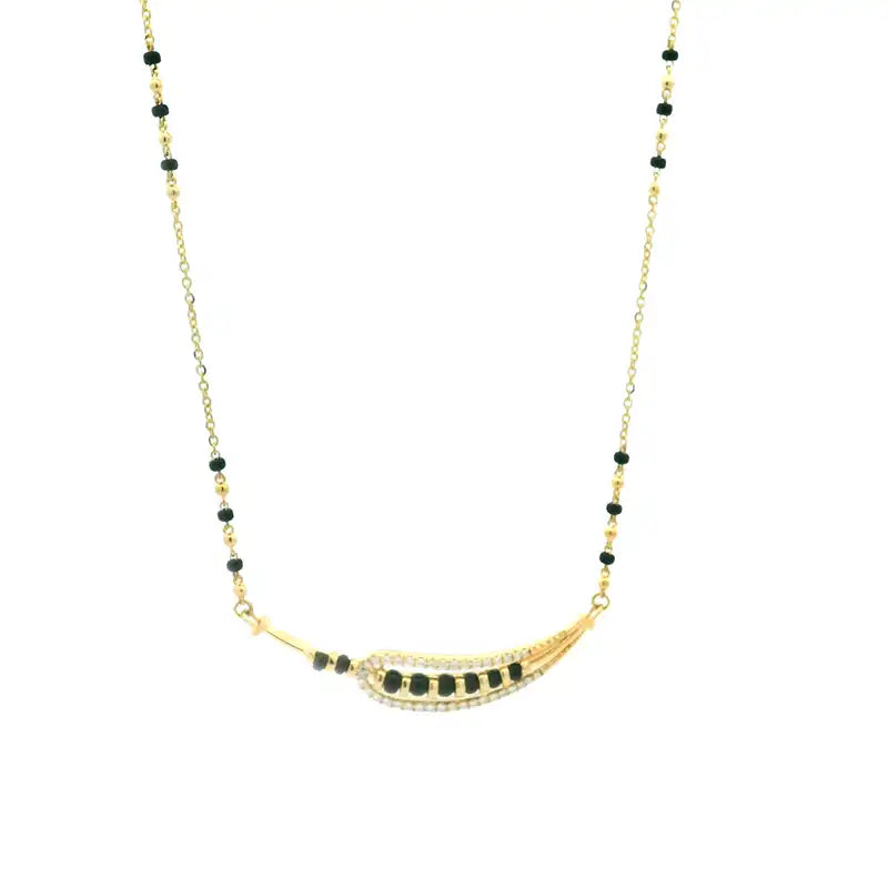 Ornate 18K Yellow Gold Diamond Mangalsutra Necklace for Everyday Wear