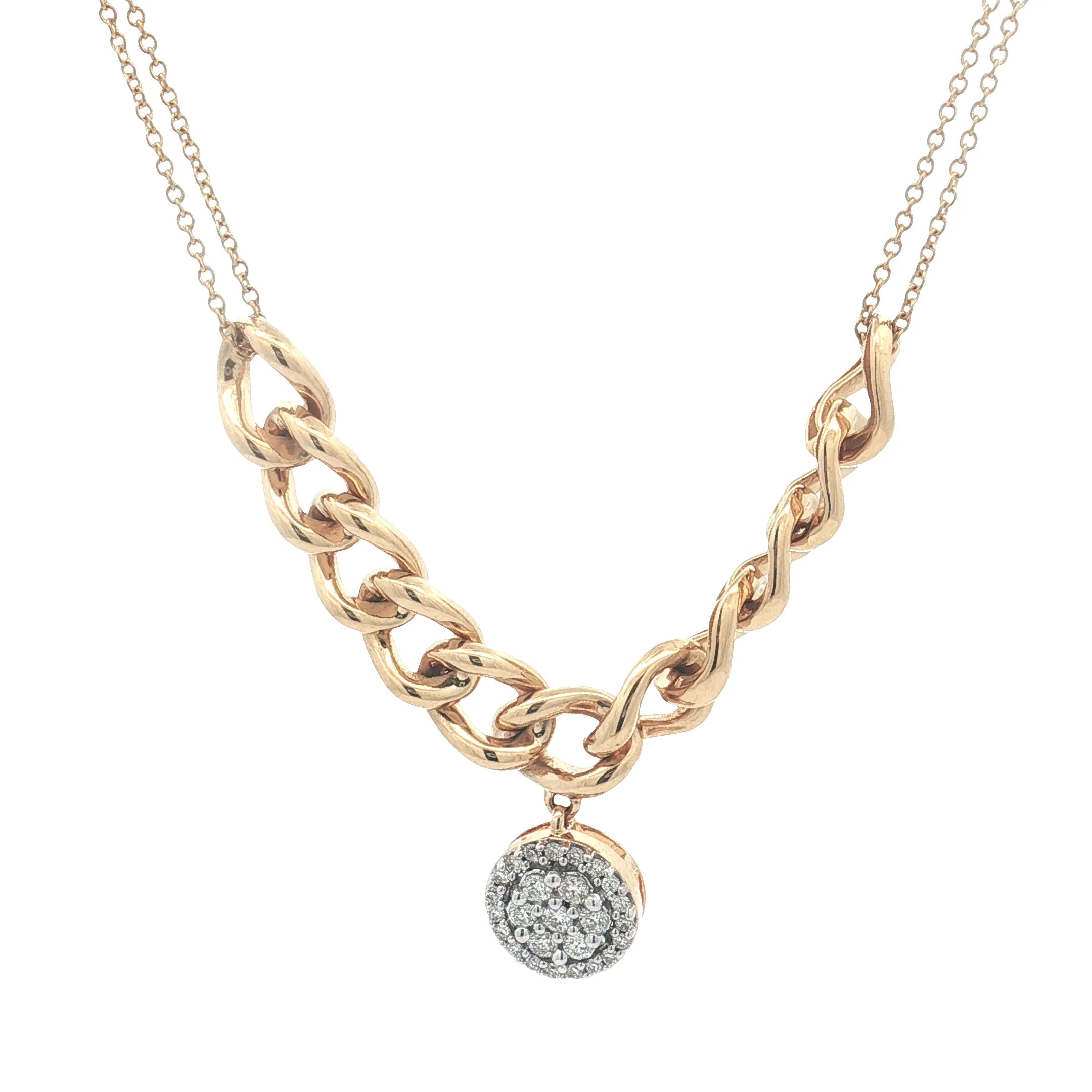 Yellow Gold Charm Necklace with Round Brilliant Diamond