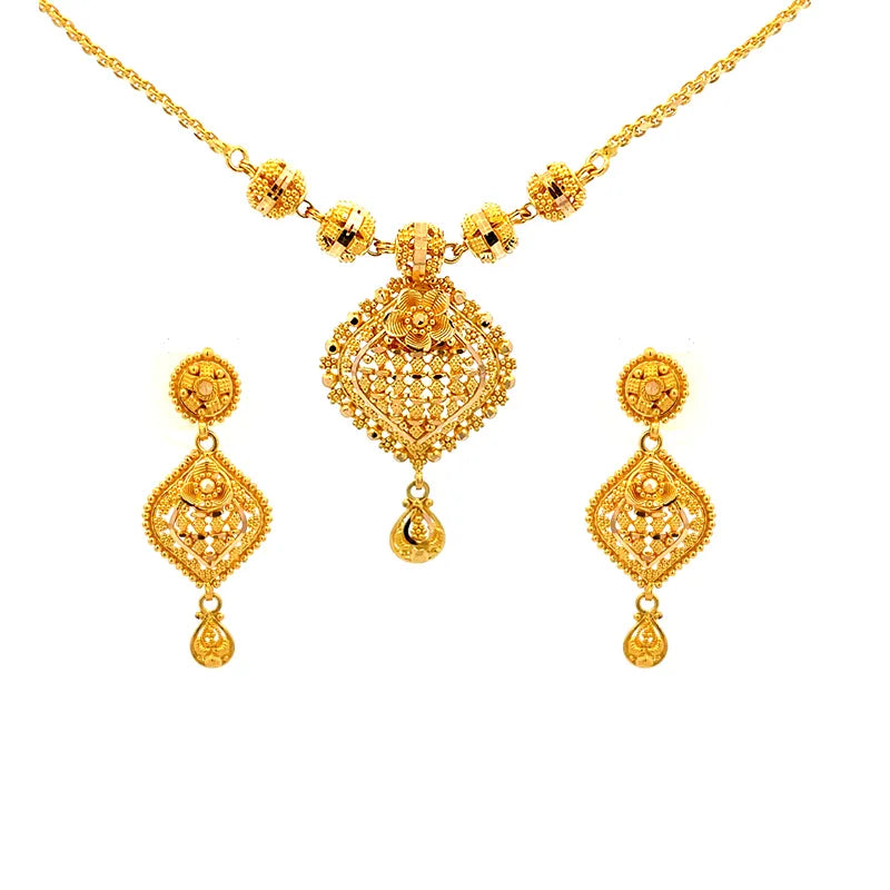 Artisan Crafted 22K Gold Chain Necklace Set