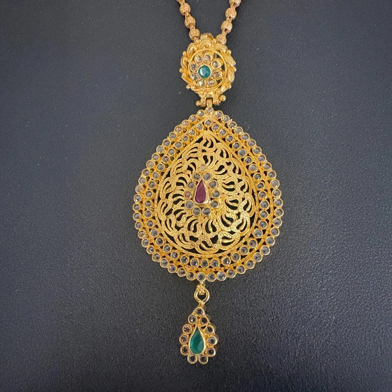 Elegant 22K Yellow Gold Necklace and Earrings Set with Sparkling CZ Accents