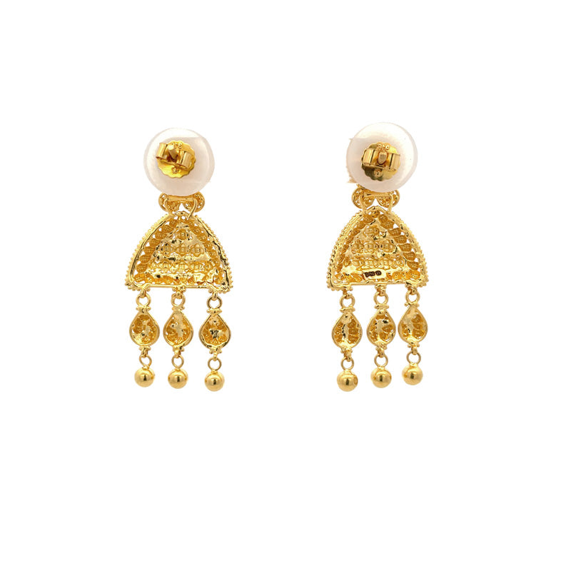 22K Gold Long Necklace and Earrings Set