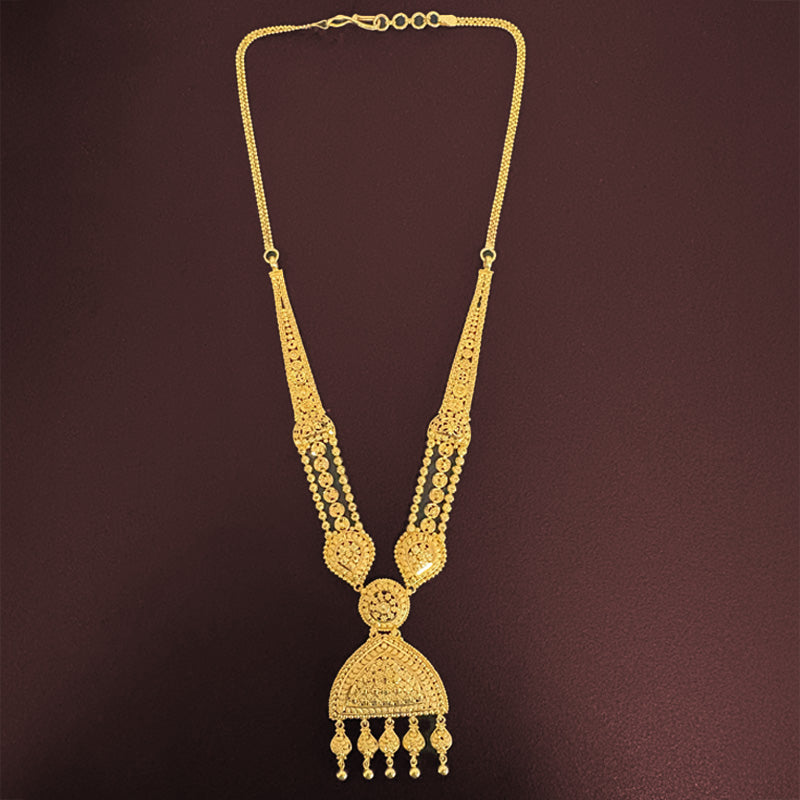 22K Gold Long Necklace and Earrings Set