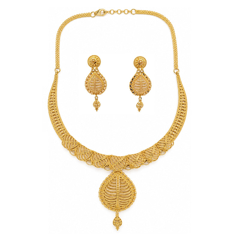 22K Gold Necklace and Earrings Set