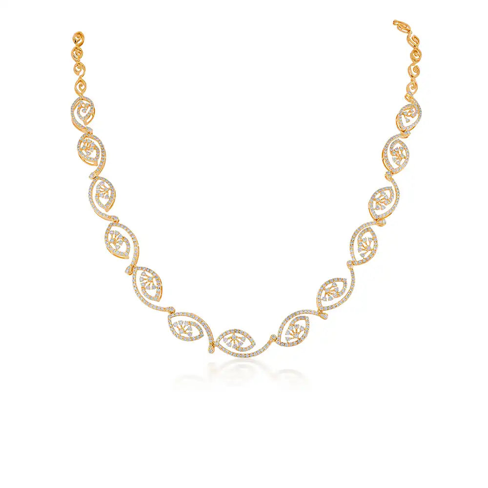 18K Yellow Gold & Diamond Ornate Spiral Necklace Set