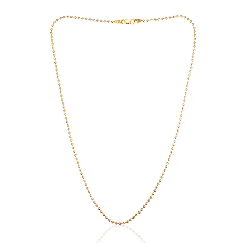 22K Two tone Gold Alternating Beads Chain