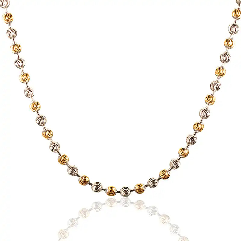 22K Two tone Gold Alternating Beads Chain