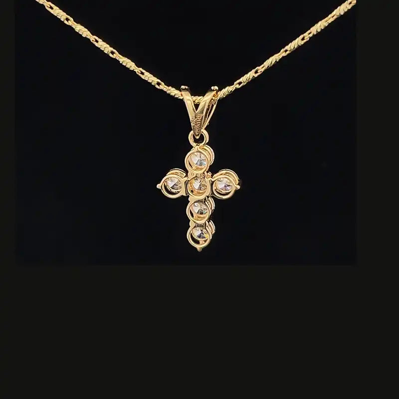 Diamond Cross Pendant, 18K Gold