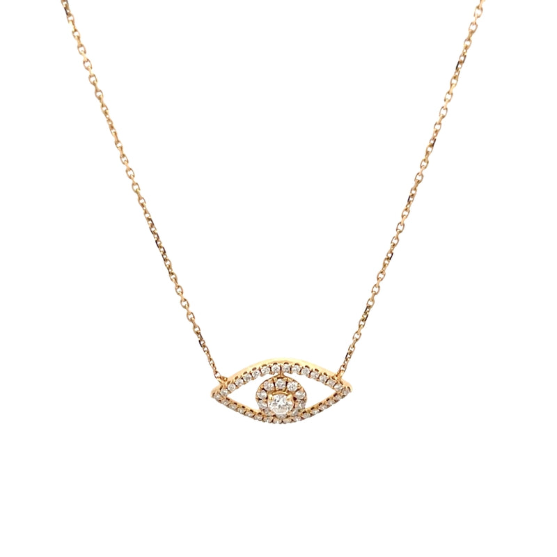 Yellow Gold 'Eye' Charm Necklace with Diamonds