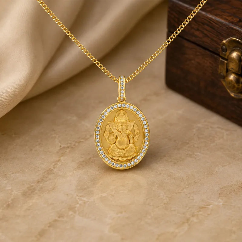 Lord Ganesh pendant in Gold Diamonds