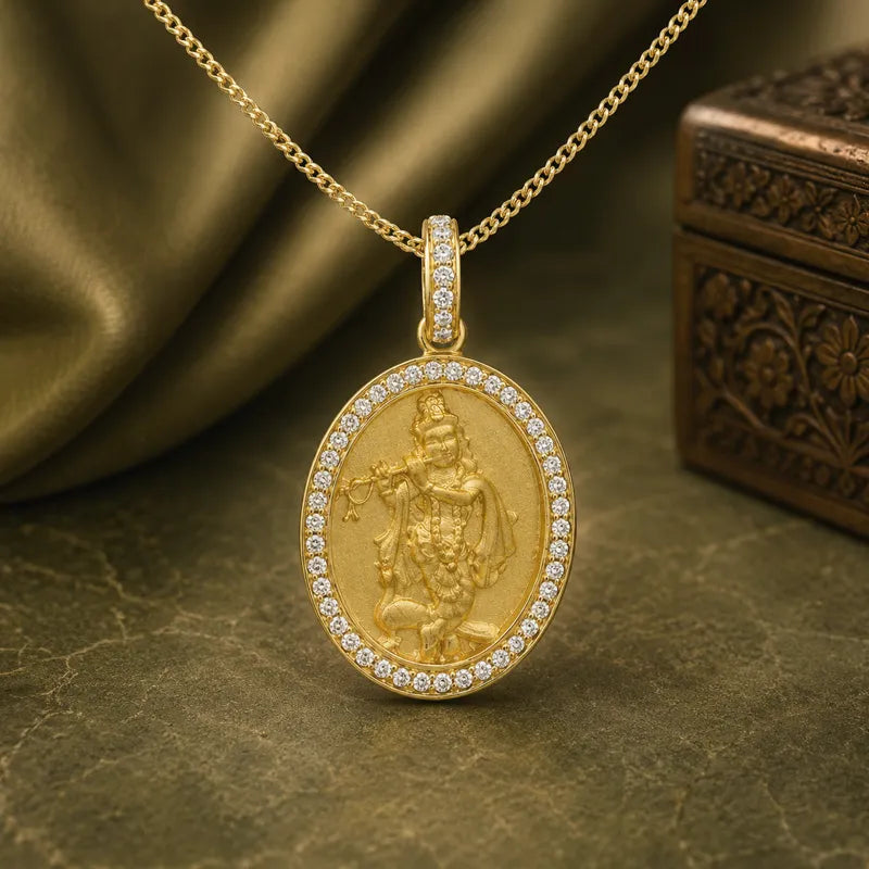 Krishna pendant 18K yellow gold and diamonds