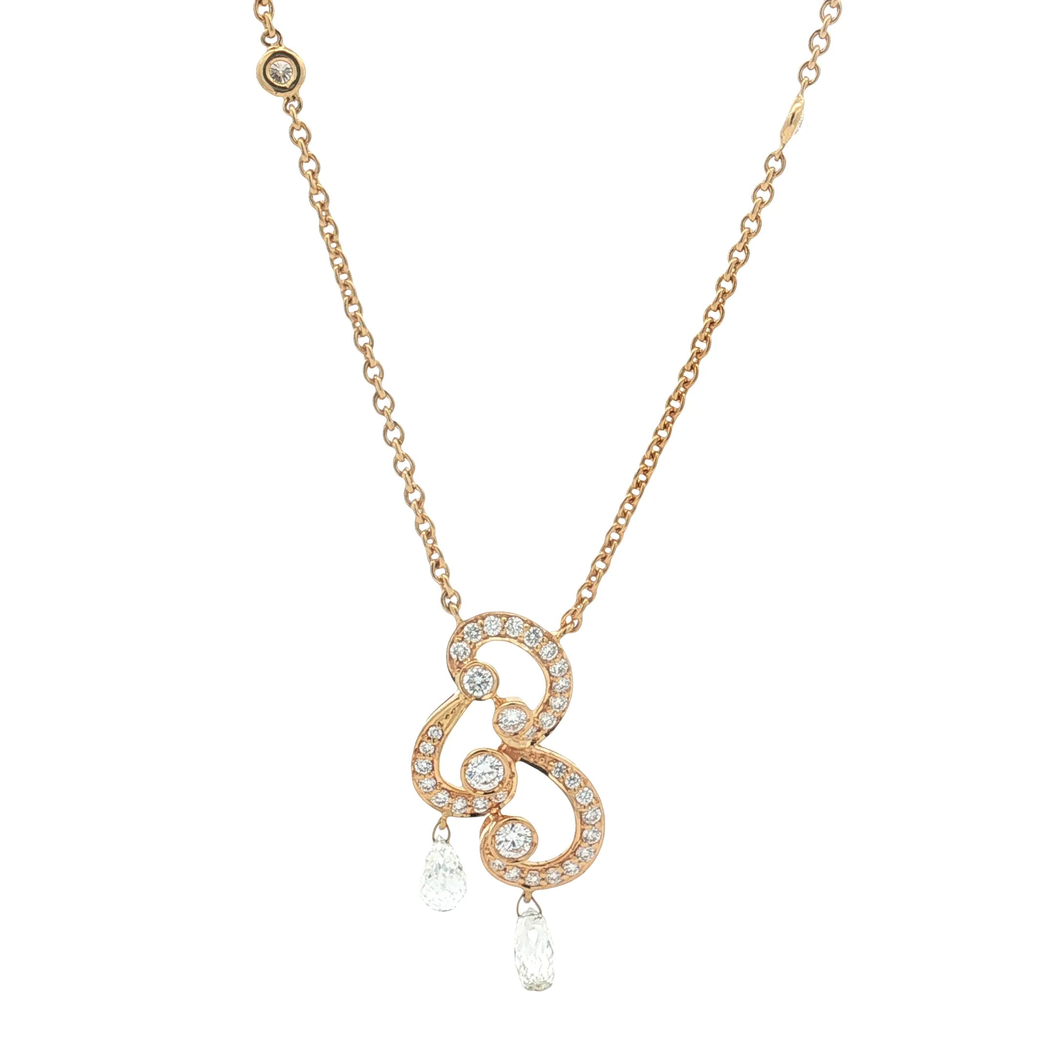 Yellow Gold Diamond Swirl Pendant Necklace