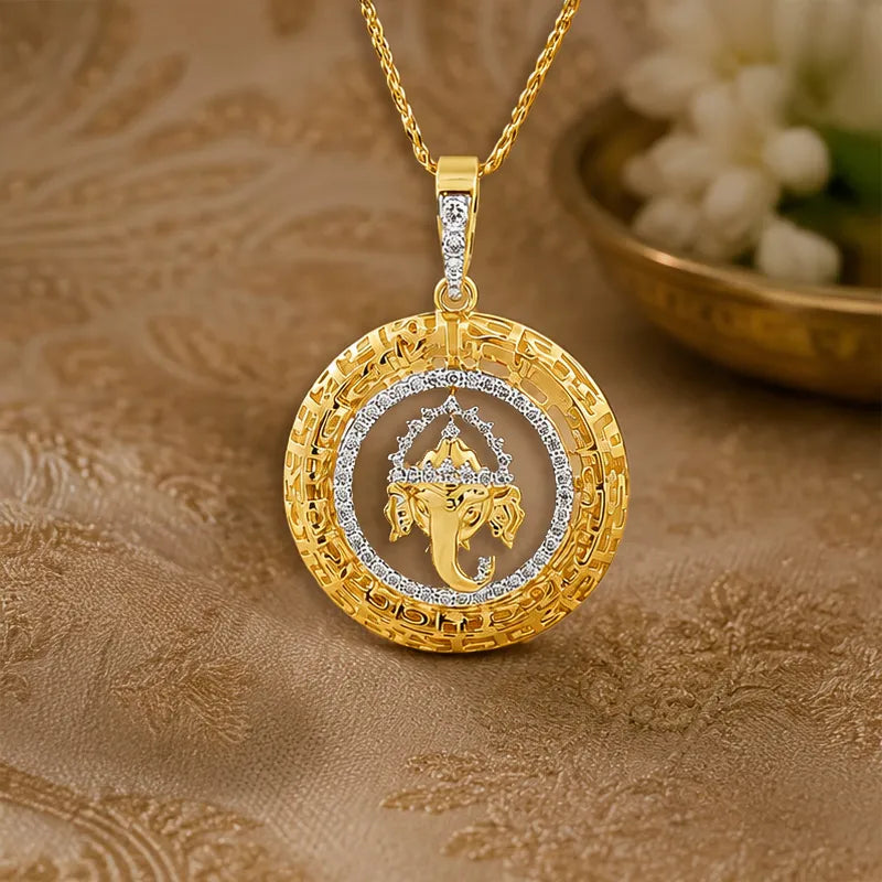 Ganesh Vandana Pendant in Gold and Diamonds