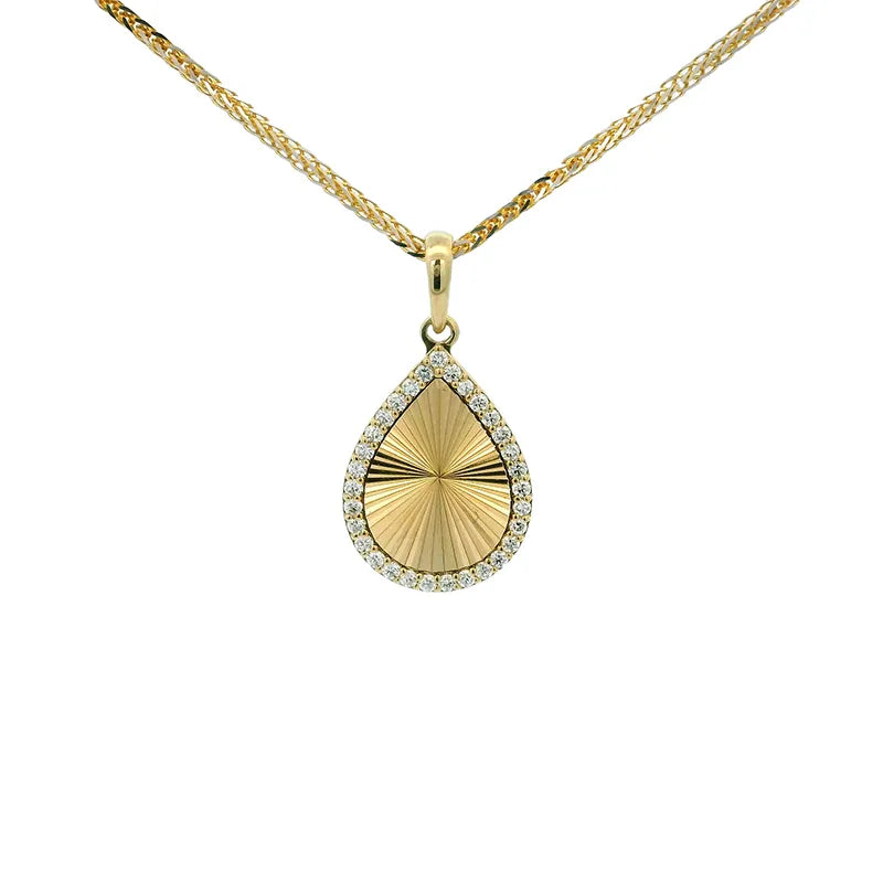 Drop shaped Gold Pendant with Sparkling Accents