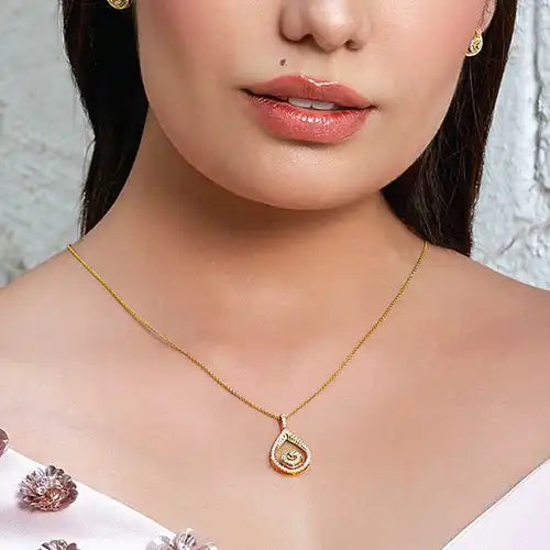 Gold & Diamond Teardrop Pendant Set