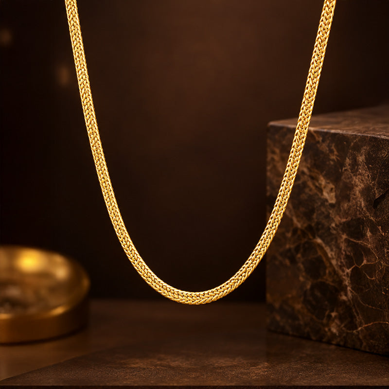 20 Inch 22 Karat Yellow Gold Herring Bone Design Chain Necklace