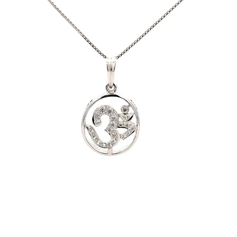 Om Symbol Pendant in 18K White Gold