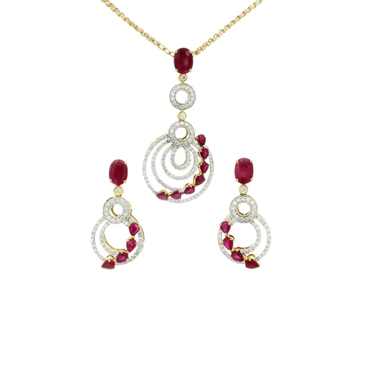 Ruby Diamond Pendant Set