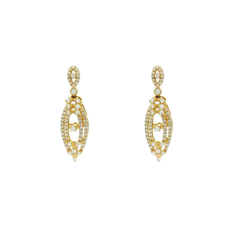 Elegant Gold and Diamond Pendant and Earrings