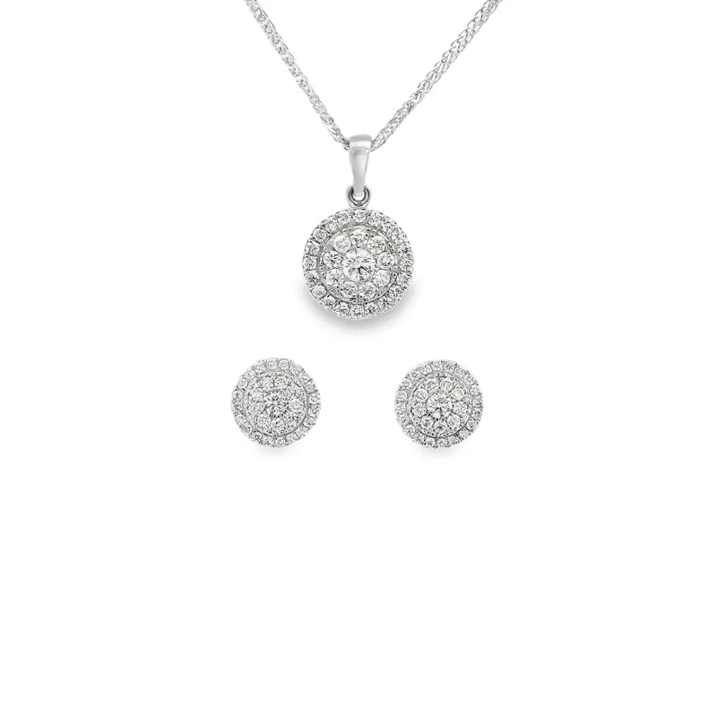 Elegant Gold Diamond Pendant Set