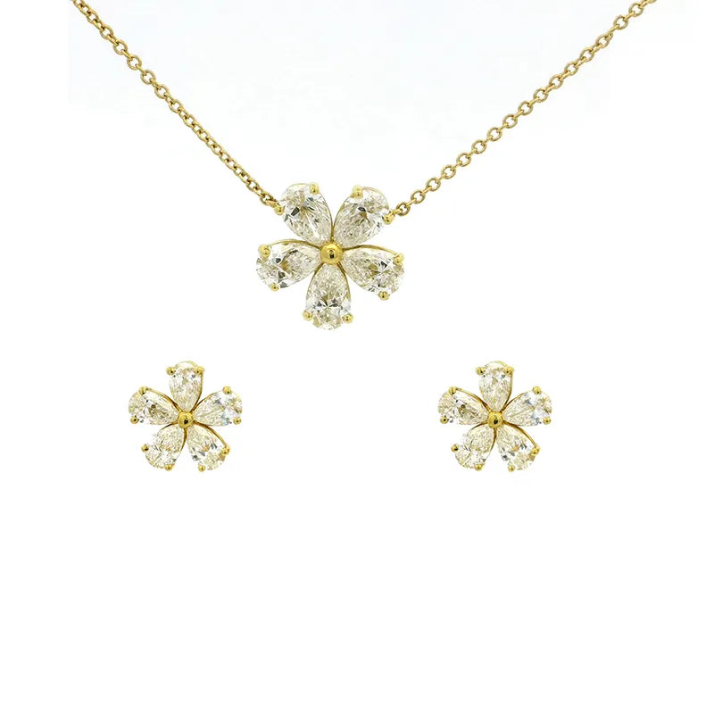 Elegant Floral Pendant Necklace and Earrings