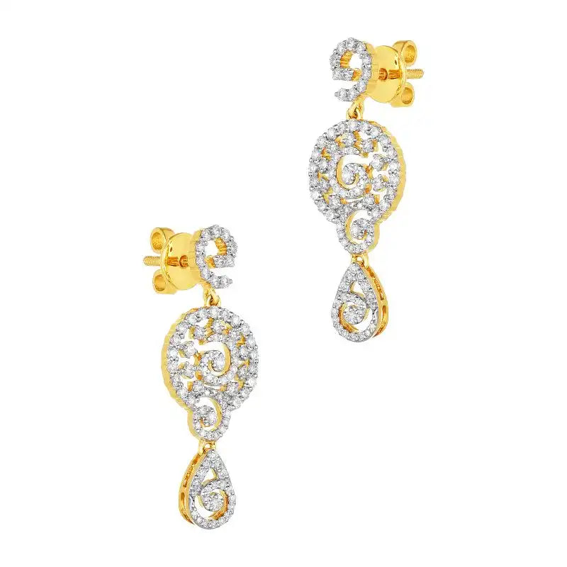 18K White and Yellow Gold Diamond Pendant & Earring set with 282 Diamonds