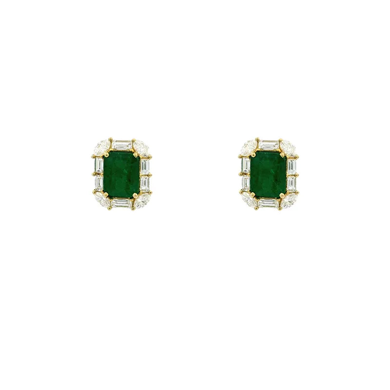 Emerald and Gold Diamond Pendant Set