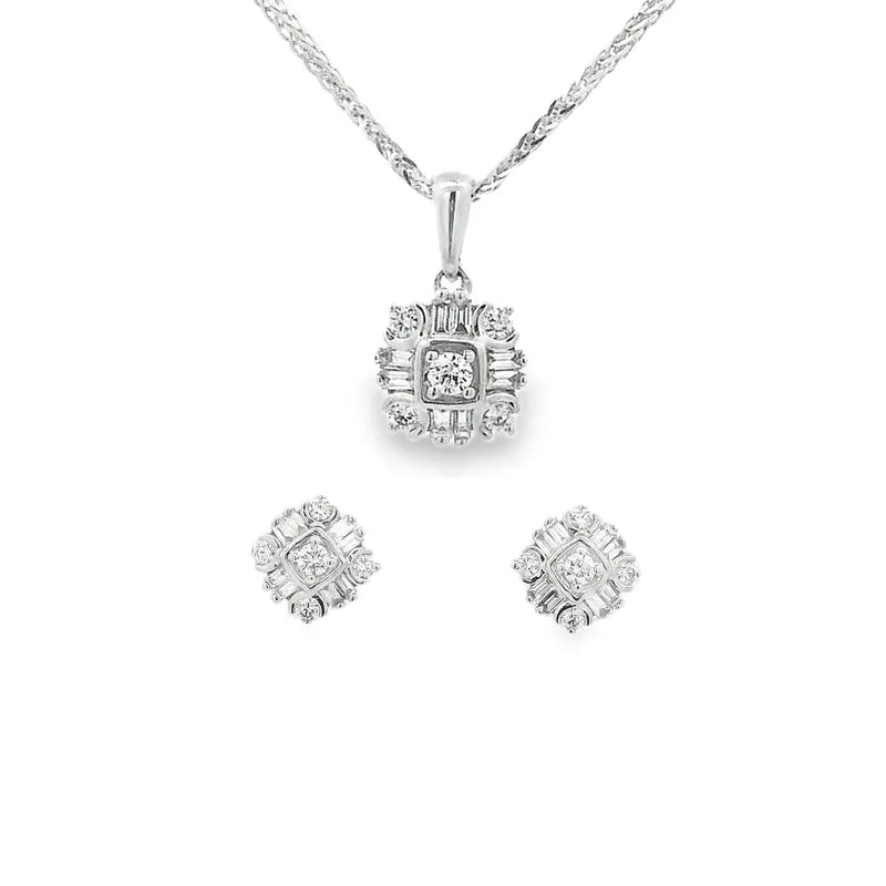 Modest Diamond Pendant Set