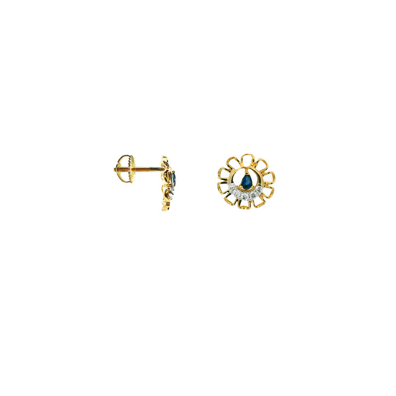 Celestial Blue Gold Diamond Pendant Set
