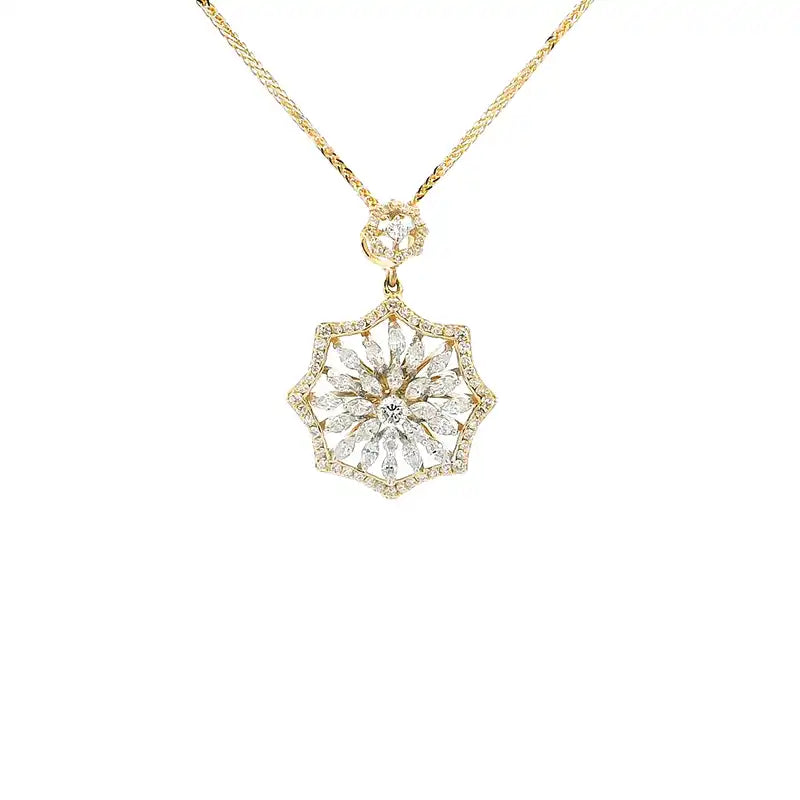 Gold Diamond Pendant Earrings Set