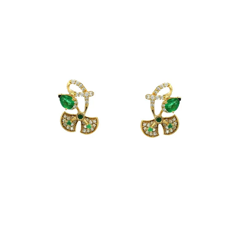 Emerald and Gold Diamond Pendant Set