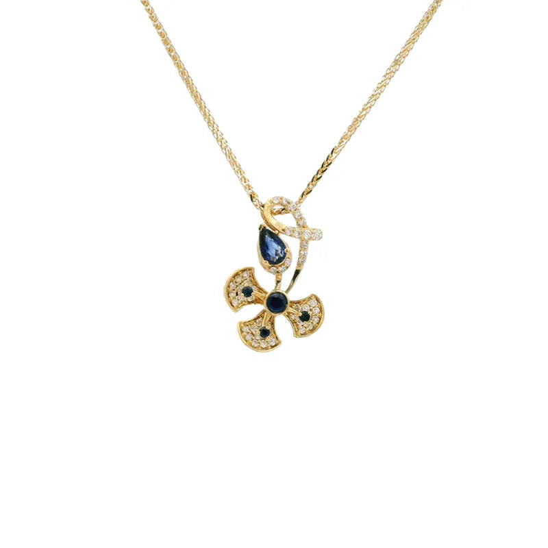 Elegant Sapphire Diamond Pendant Set