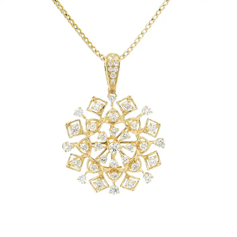 Gold Diamond Pendant Earrings Set