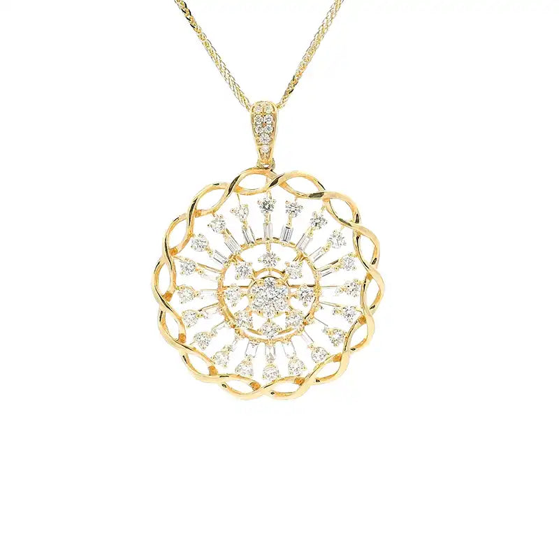 Gold Diamond Pendant Earrings Set