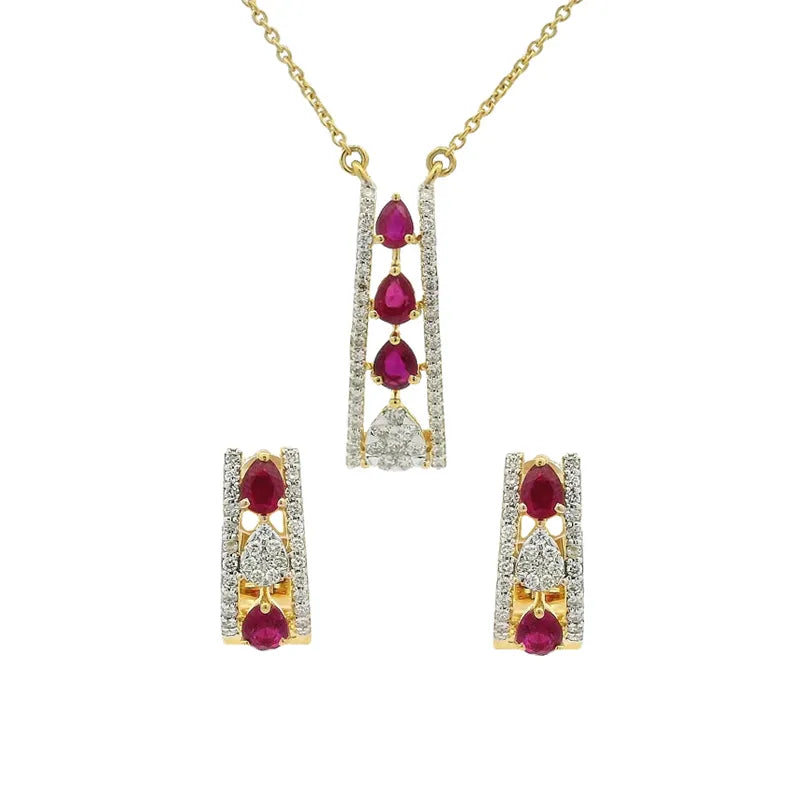 Ruby and Diamond Pendant Set