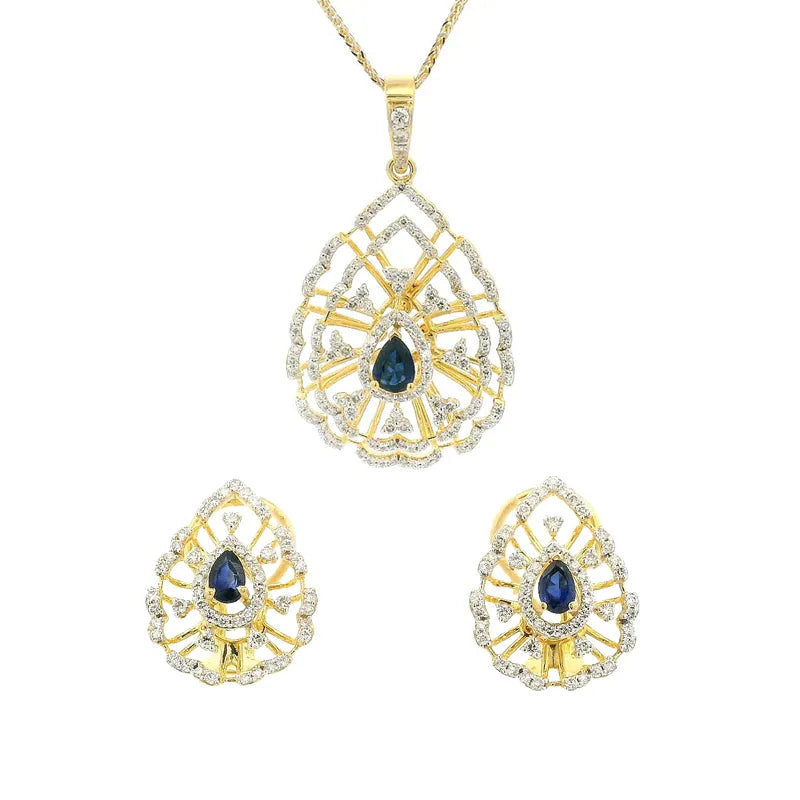 Sapphire and Diamond Pendant Set