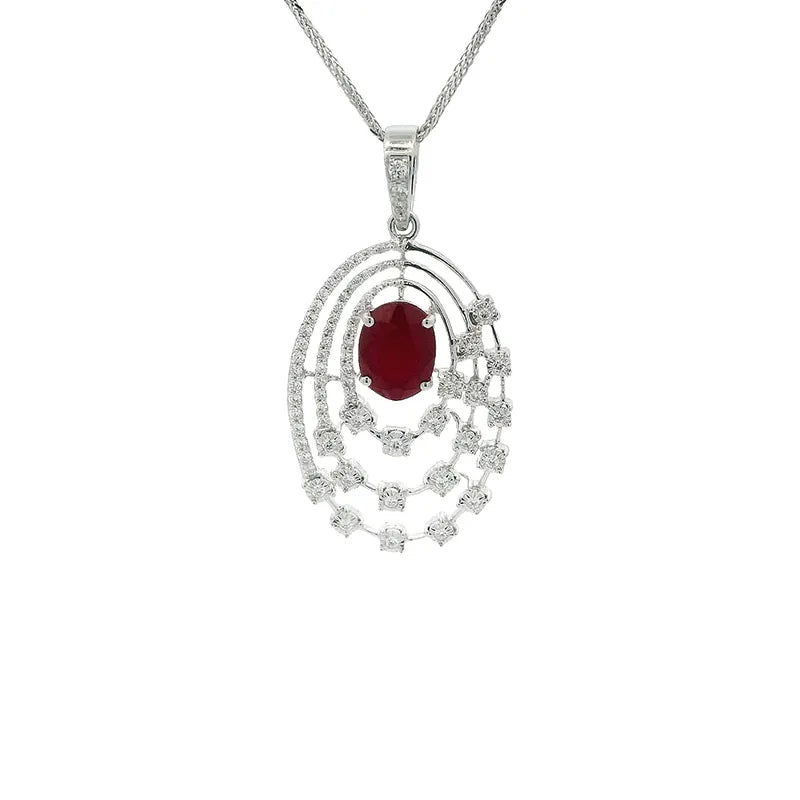 Ruby and Diamond Pendant Set