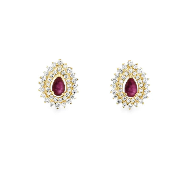 Pear-shaped Ruby Diamond Pendant Set