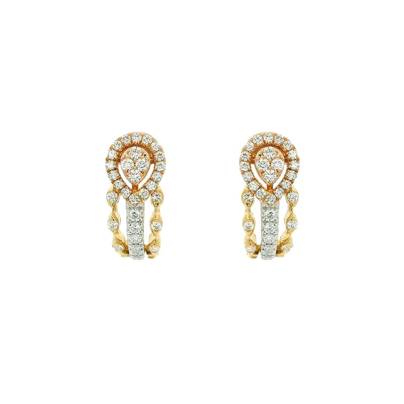 Elegant Tricolor Gold Pendant Set with Diamonds